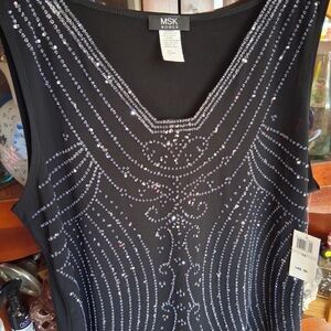 MSK Women's Black Dress with Silver Embellishments